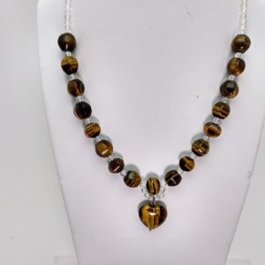 Collar en mineral: cuarzo ojo de tigre