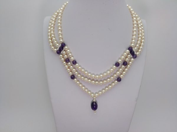 Collar En Perlas Y Amatistas Transparentes &Quot;Unicos&Quot; - Imagen 2