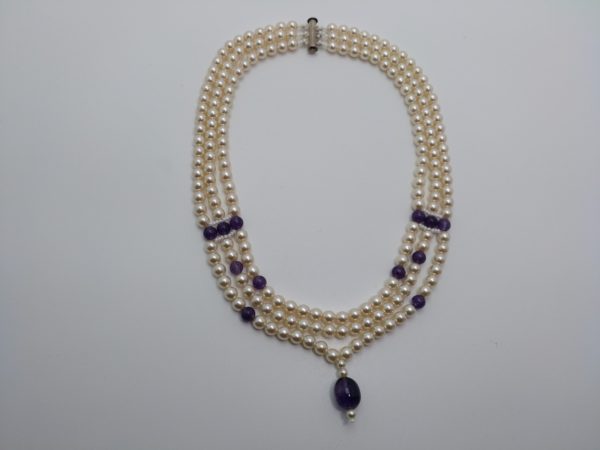 Collar En Perlas Y Amatistas Transparentes &Quot;Unicos&Quot; - Imagen 3
