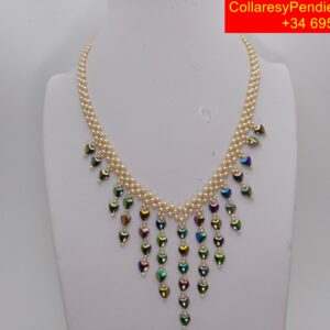 Collar de perlas y hematite para mujer elegante artesanal