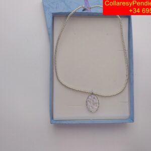 collar cabujon de vidrio matizado en plata de ley artesanal