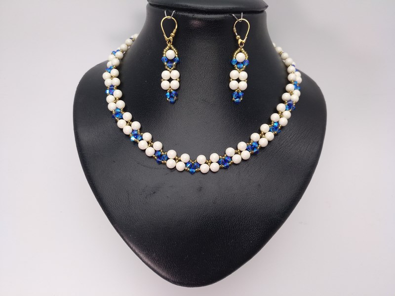 Collar pendientes hecho a mano perlas crista Swarovski