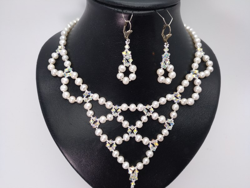 Collar pendientes hecho a mano perlas