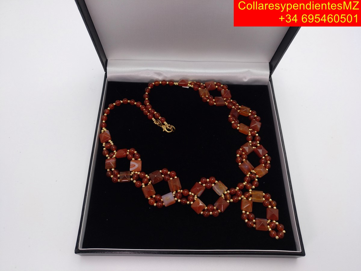 Agata-corneola-roja-collar-60cm-Elegante" - Imagen 4